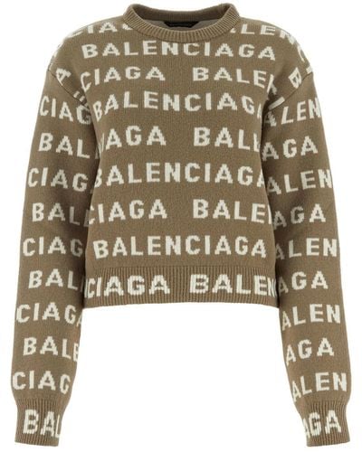 Balenciaga All Over Logo Sweater Sweater, Cardigans - Brown