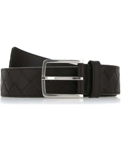 Bottega Veneta Dark Leather Belt - Black