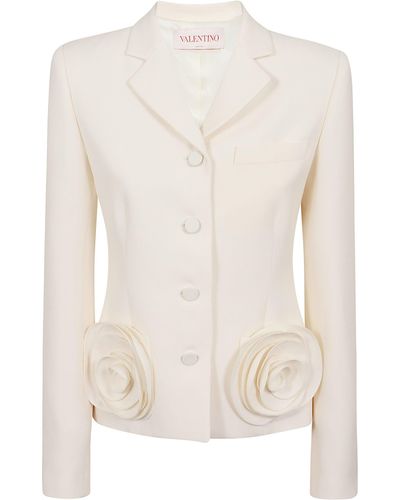 Valentino Giacca Cn Rose Crepe Couture - White