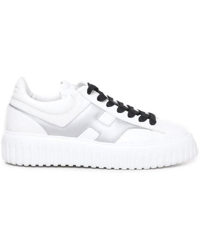Hogan H-Stripes Round Toe Sneakers - White