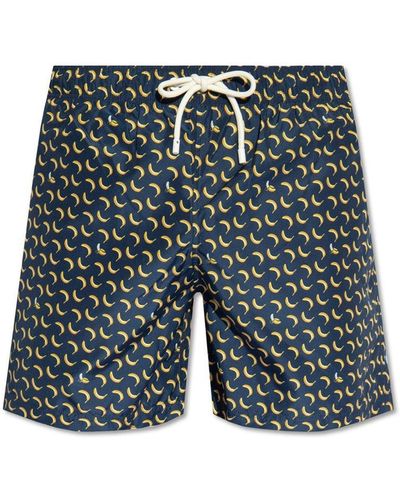 Palm Angels Banana-printed Drawstring Swim Shorts - Blue
