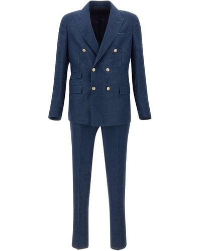 Eleventy Wool, Linen And Silk Suit Two-Piece - Blue