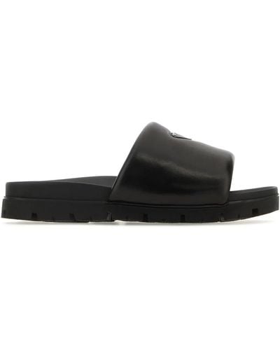 Prada Nappa Leather Slippers - Black