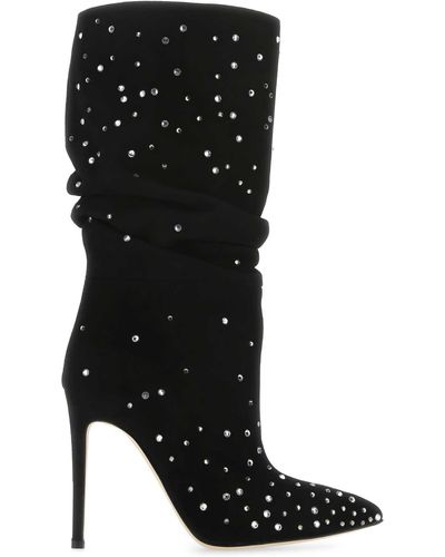 Paris Texas Embellished Suede Holly Boots - Black