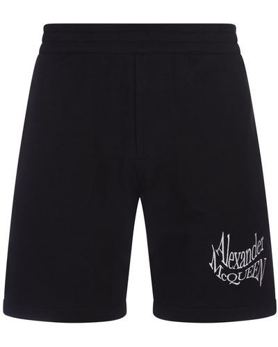 Alexander McQueen Shorts With Distorted Logo - Blue
