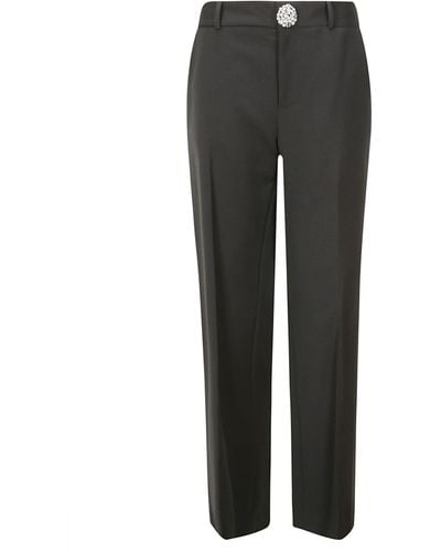 Area Crystal Button Slit Trouser - Grey