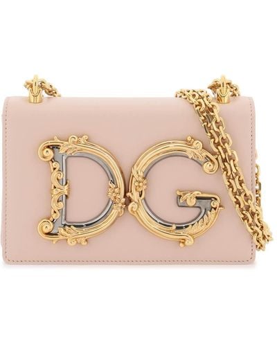 Dolce & Gabbana Logo Plaque Shoulder Bag - Natural