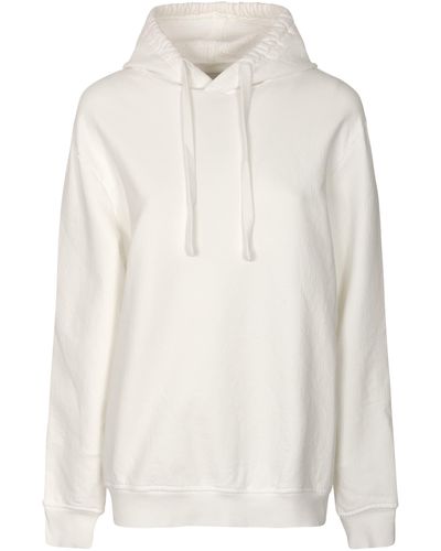 Panama Jack Rib Trim Hooded Plain Sweatshirt - White