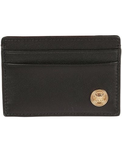 Versace Medusa Biggie Leather Card Holder - Black