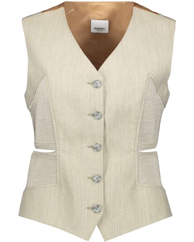 Burberry Single-Breasted Vest - Natural