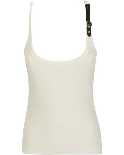 Courreges Holistic Buckle 90S Rib Tank Top - Natural