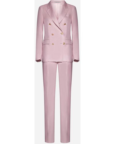Tagliatore Parigi Double-Breasted Linen Suit - Pink