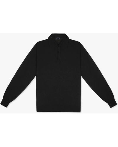 Larusmiani Long Sleeve Polo Coppa Europa Sweater - Black