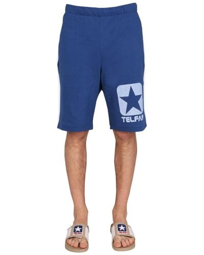 Telfar Cotton Sweat Shorts Bermuda - Blue