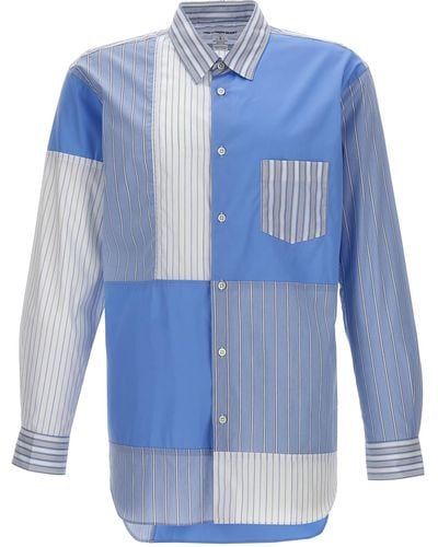 Comme des Garçons Patchwork Striped Shirt - Blue