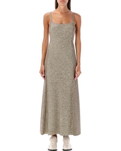 Ganni Melange Knit Maxi Dress - Natural