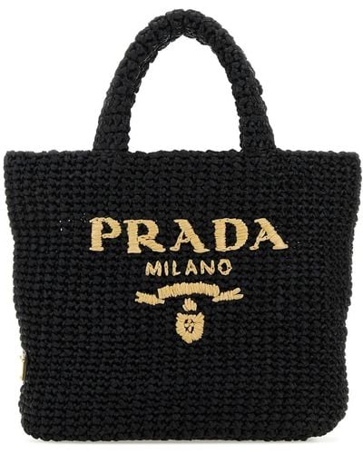 Prada Straw Handbag - Black