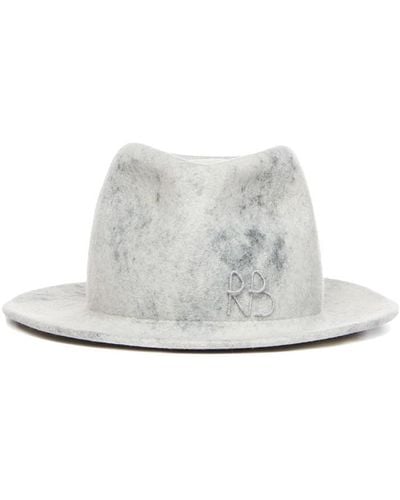 Ruslan Baginskiy Fedora Hat Embellished With Monogram - White