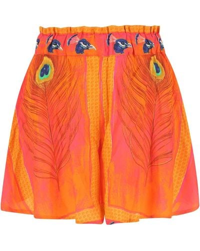 DEPENDANCE Printed Viscose Shorts - Orange