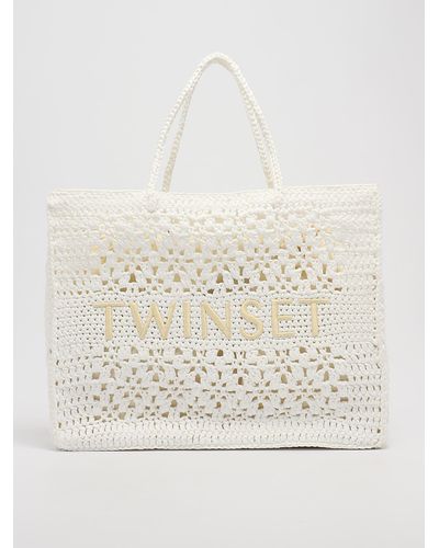Twin Set Poliester Tote - Natural