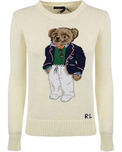 Polo Ralph Lauren Sweater With Polo Bear Embroidery - White