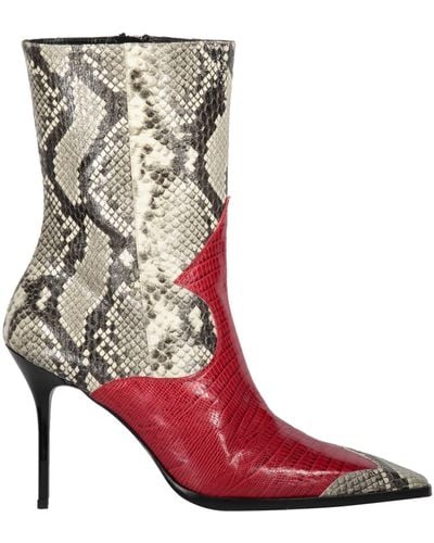 Missoni Snakeskin Print Heels Ankle Boots - Red