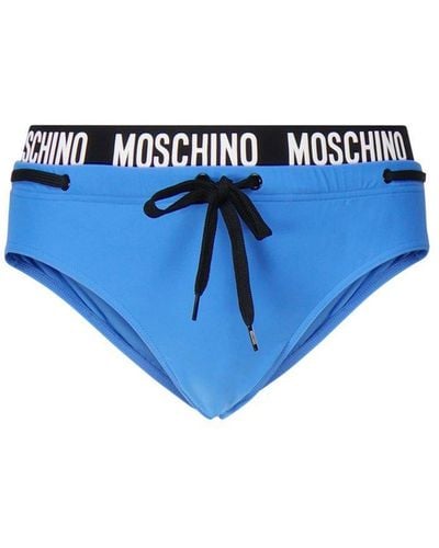 Moschino Logo Waistband Drawstring Swim Briefs - Blue