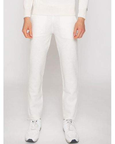 Mc2 Saint Barth Track Knitted Sweatpants With Pockets - White