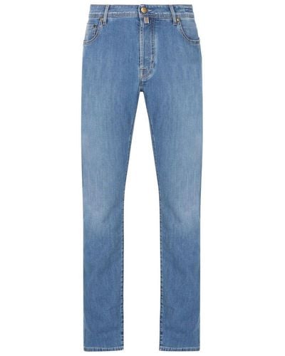 Jacob Cohen Logo-patch Mid-rise Slim-fit Jeans - Blue