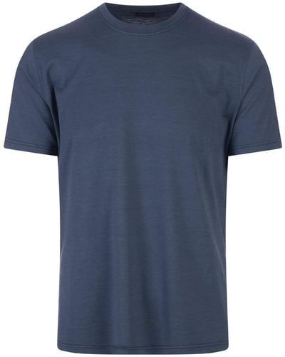 Kiton Silk And Cotton Basic T-Shirt - Blue