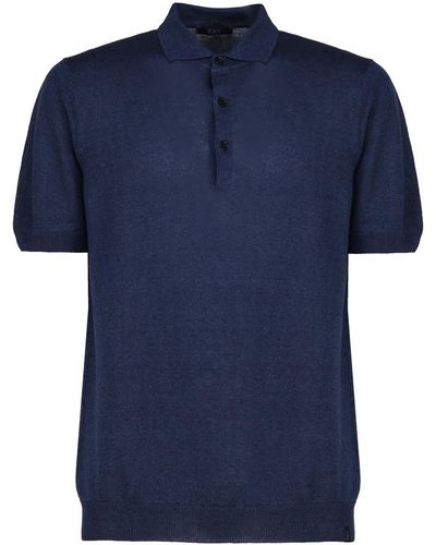 Fay Knitted Polo Shirt - Blue