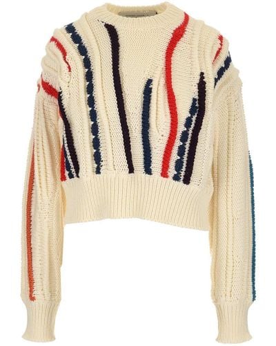 Golden Goose Striped Knit Sweater - Natural