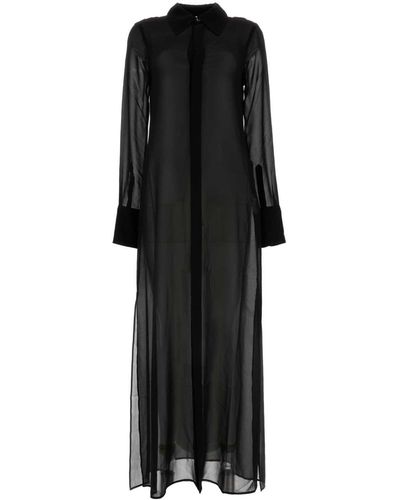 Ami Paris Crepe See-Through Shirt Dress - Black