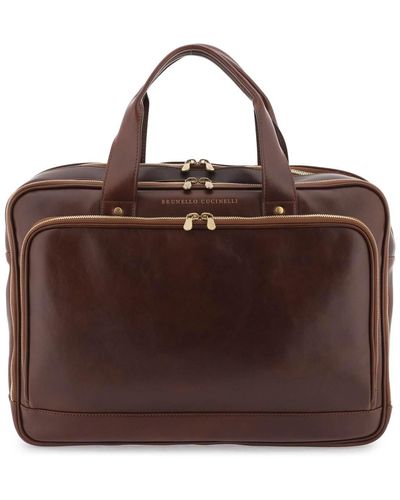 Brunello Cucinelli Leather Business Bag - Brown
