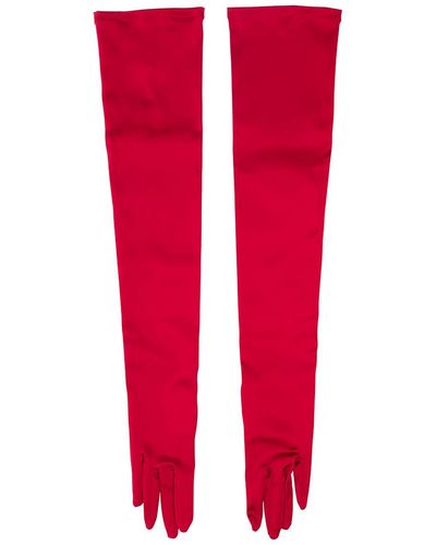 Dolce & Gabbana Long Red Pull-on Gloves In Stretch Viscose Woman