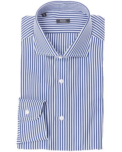 Barba Napoli Barba Blue And White Striped Cotton Shirt