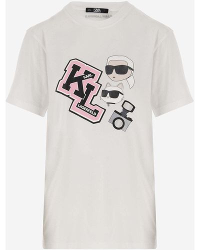 Karl Lagerfeld Cotton T-Shirt With Logo - Gray