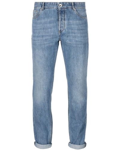 Brunello Cucinelli Straight-Leg Slim-Cut Jeans - Blue