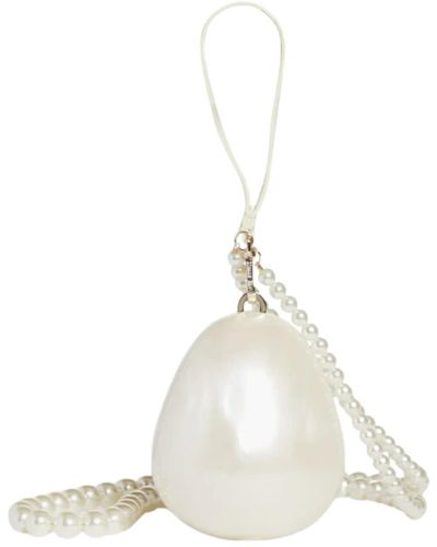 Simone Rocha Bell Charm Micro Egg Bag With Pearl Crossbody - White