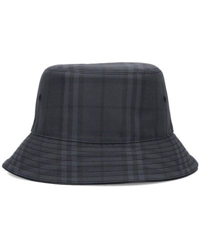 Burberry Vintage Check Printed Bucket Hat - Blue