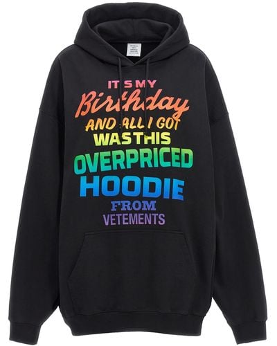 Vetements Overpriced Birthday Hoodie Sweatshirt - Black