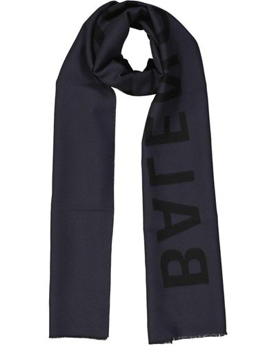 Balenciaga Logo Wool Scarf - Blue