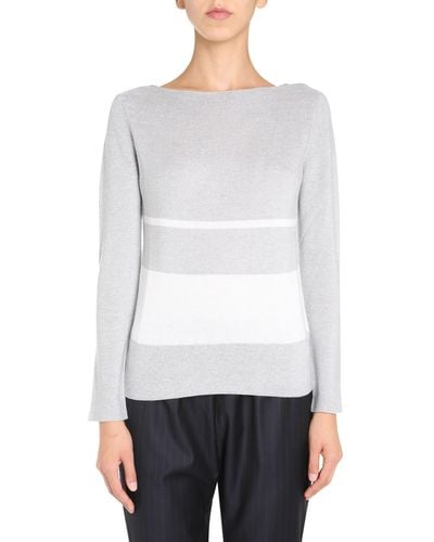 Fabiana Filippi Boat Neck Lurex Knit Sweater - White