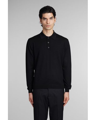 Low Brand Polo In Black Wool