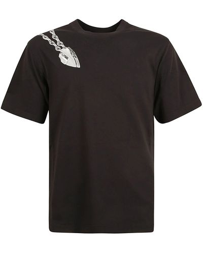 Burberry Round Neck Printed T-Shirt - Black
