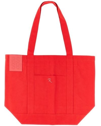 Raf Simons Tote Bag With Logo Patch - Red
