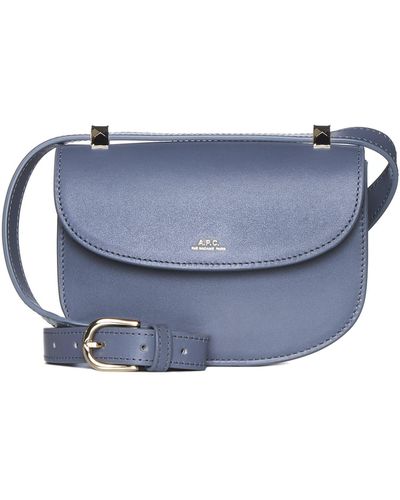 A.P.C. Geneve Mini Leather Shoulder Bag - Blue