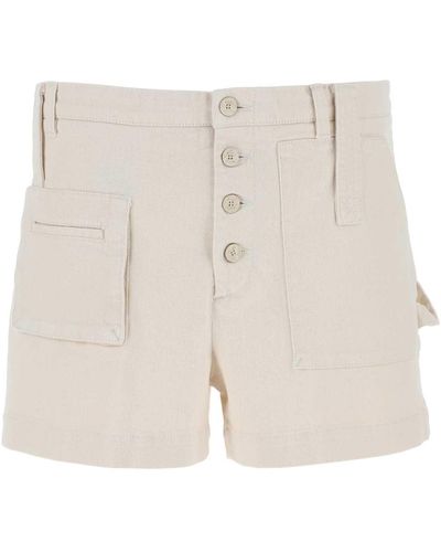 Etro Melange Ivory Stretch Cotton Shorts - Natural