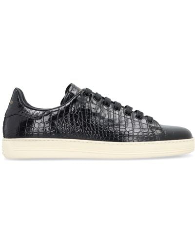 Tom Ford Warwick Leather Low-top Sneakers - Black