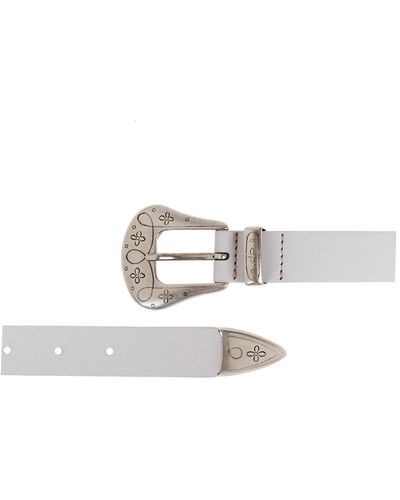 Eleventy Leather Belt - White